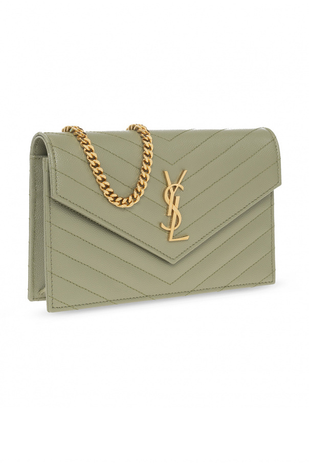 Green Envelope wallet on chain Saint Laurent saint laurent